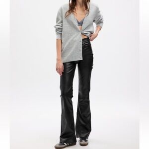 GAP Black High Rise Faux Leather 70s Flared Pants